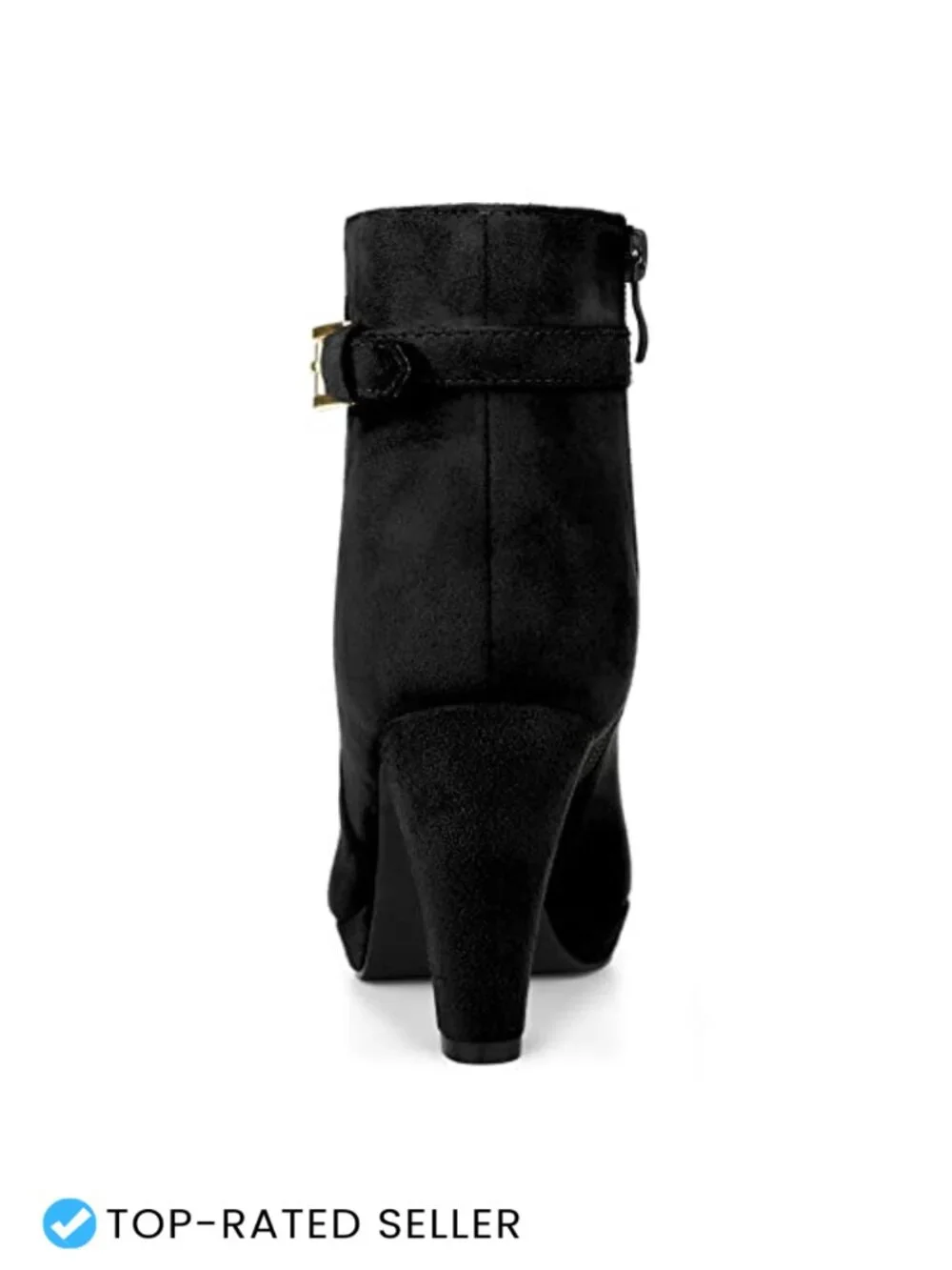 Faux Suede Low Platform Chunky Heel Ankle Booties Side Zip Buckle